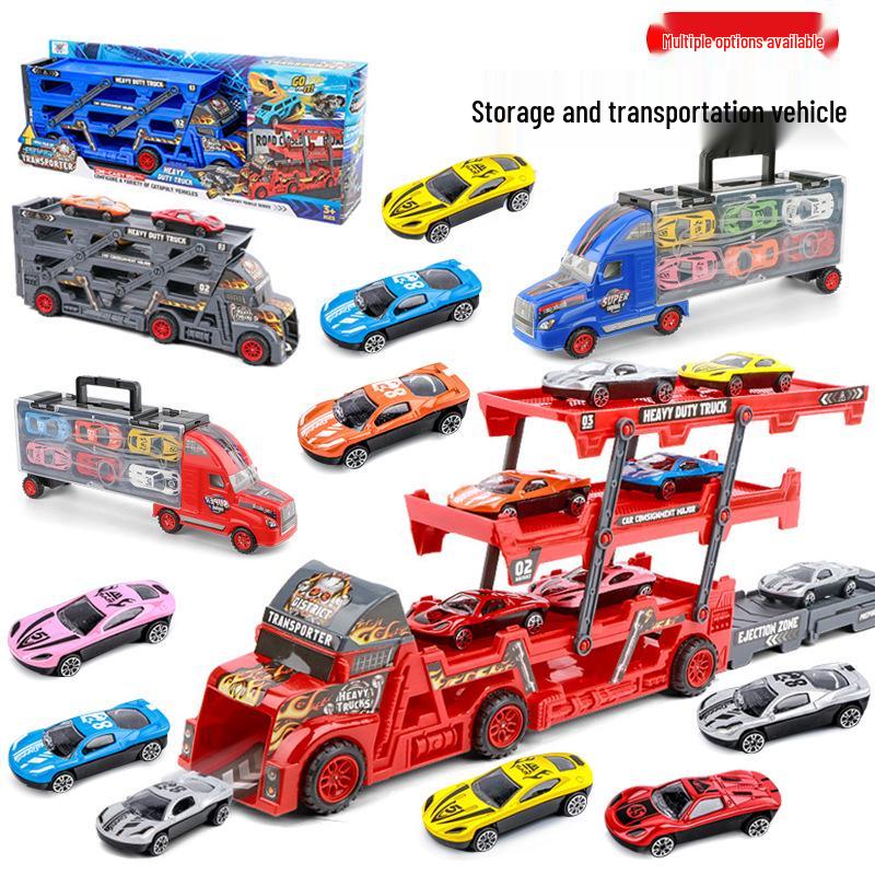 

Free Shipping: Transforming Alloy Truck with Police and Sports Cars - Kids Toy Set