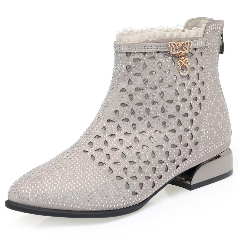 Fashion 2025 new women's sandals Mesh hollow summer female boots Large size thick heel women shoes