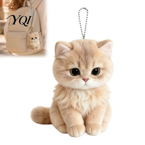 Soft Stuffed Animal for Kids Plush Simulation Cat Doll Keychain, Skin Friendly Washable Kitten Pendant, Plushie Bag Charm Backpacks And Keys