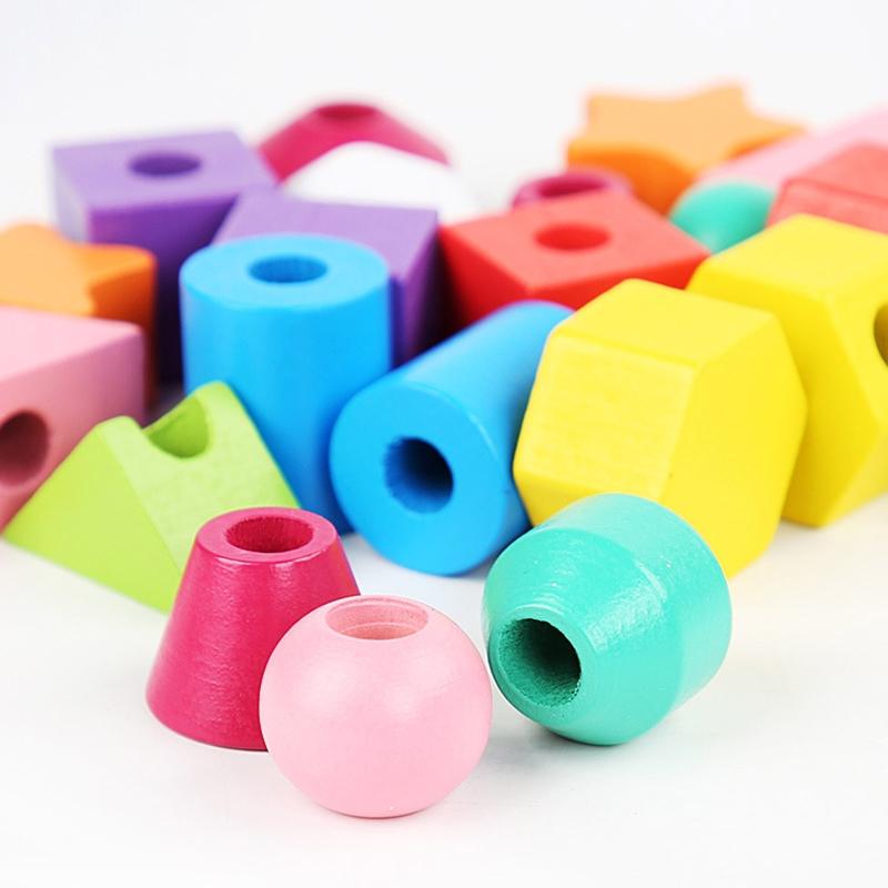 Learning Plugging Block Toy Shape & Color Sorting Game Wooden Beading Toy Stacking Puzzle Interactive Toddler Fun Gift