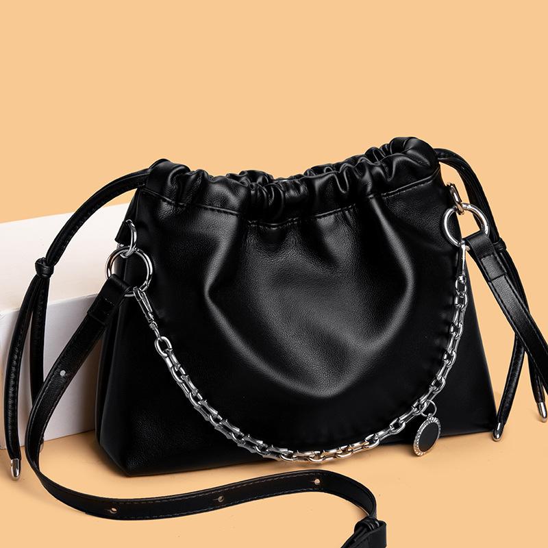 Leather Pleated Cloud Bag Premium Underarm Bag Commuter Fashion Shoulder Crossbody Bag