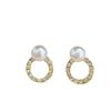 Korean Style Rhinestone Circle Pearl Women's Stud Earrings – Elegant Daily Wear