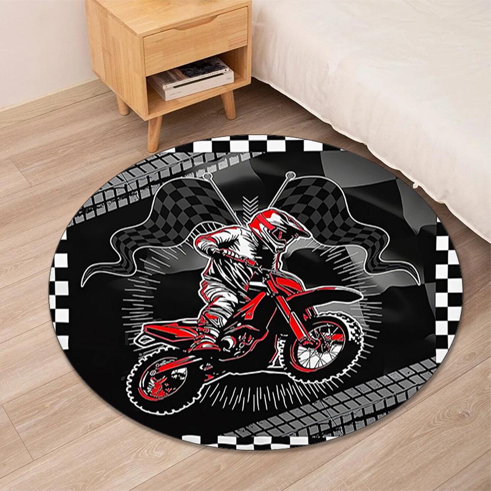 Off-road motoren Gedrukt Rond Vloerkleed Stoelkleed Gebiedskleed Entree Deurmatten, voor Kantoorstoel Woonkamer Slaapkamer Keuken.