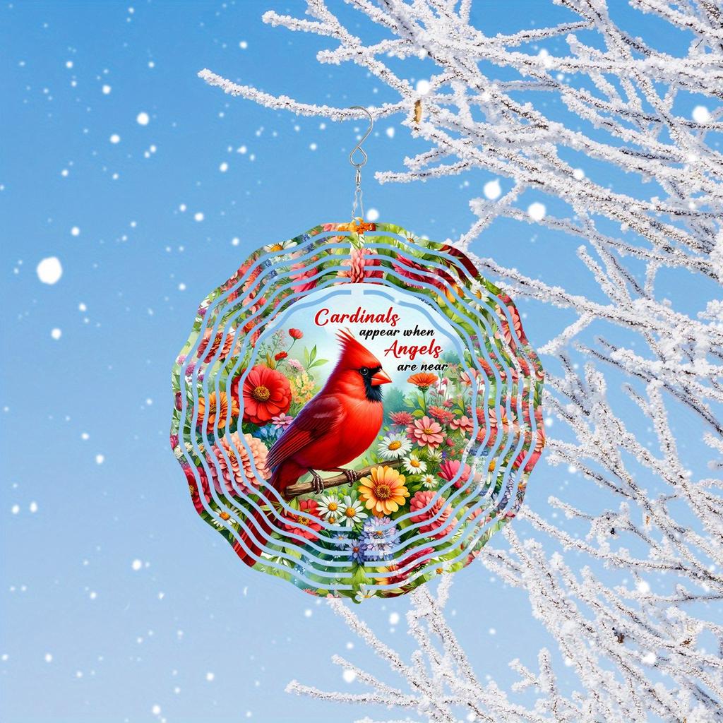 Cardinal Wind Spinner. 3D Metal, No Power Needed. Ideal Garden Decor Gift.