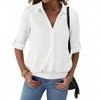 Tops Femininos Camisas Casuais Tops Manga Comprida Decote V Túnicas Camisas Largas