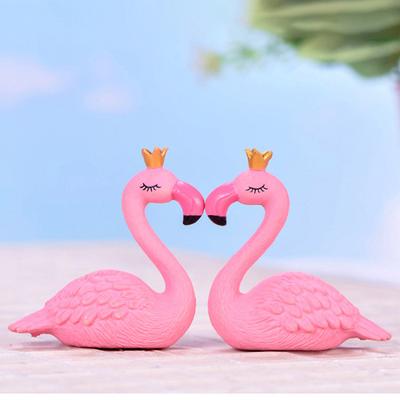 Pink Resin Flamingo Figure Wear King Queen Crown Home Ornament Wedding Gift