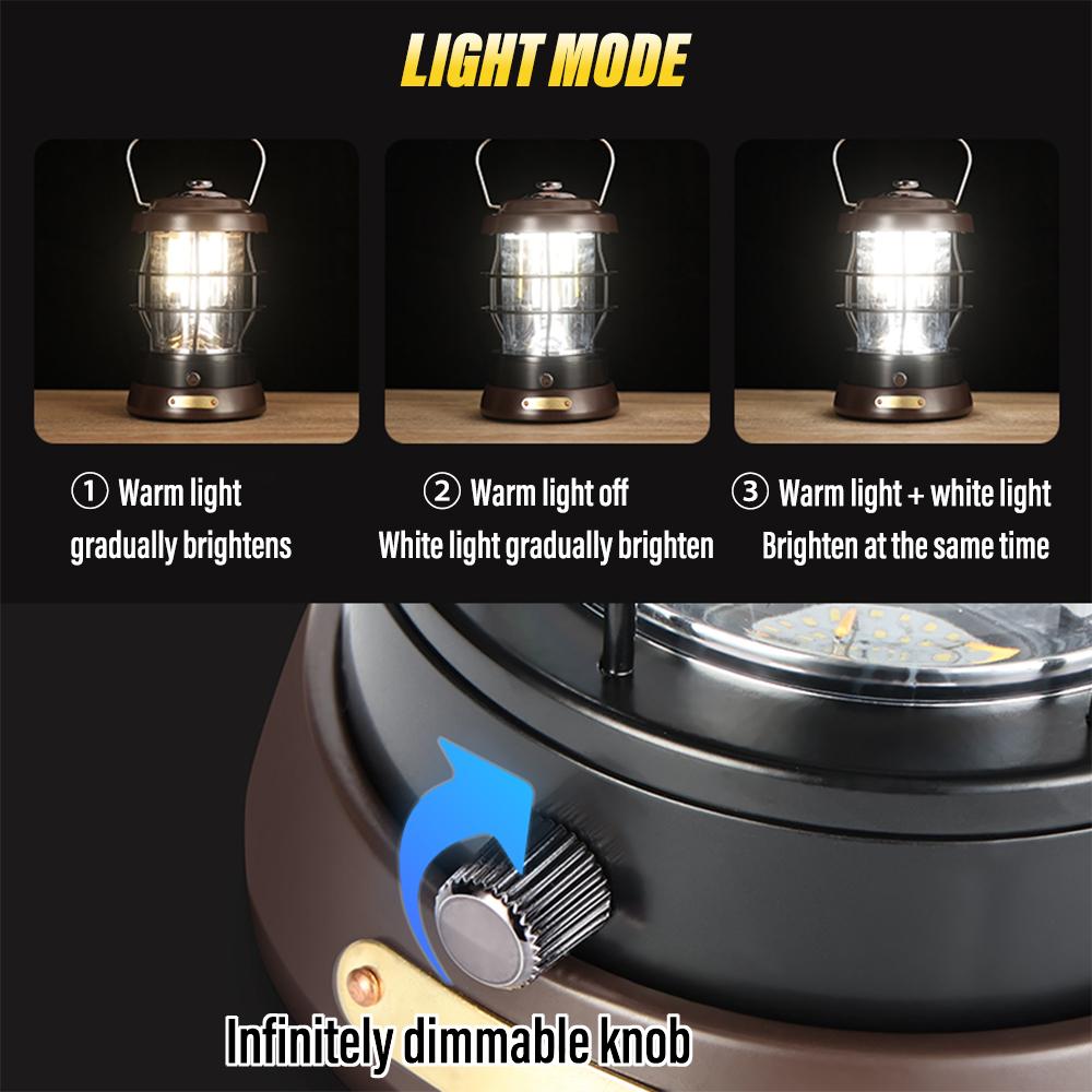 Super bright SMD portable light Rechargeable lantern Outdoor searchlight Portable camping light with warm light + white light