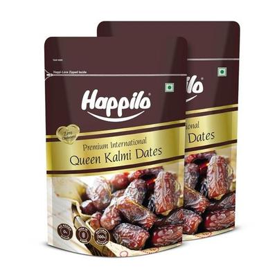 Happilo Premium International Królewskie Daktyle Kalmi 200 g (Pakiet 2) | Świeże i Miękkie Daktyle Suszone z Naturalną Słodyczą | 100% Suszone Naturalnie