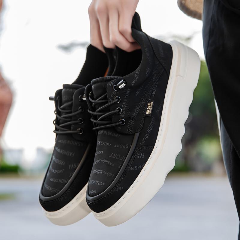 Fashion Personality Mens Casual Shoes New Design Lace-up Vulcanize Shoes Thick Sole Sneakers Versatile Thick Bottom Male Canvas Footwear
