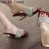 Designer Summer Strange Style Women Slippers Fashion Crystal Square Toe Slide Ladies Party Dress Sandalias