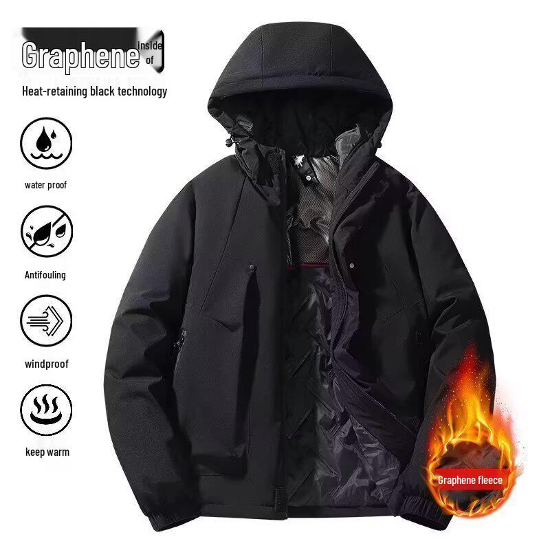 

Men s Fleece-Lined Winter Workwear Cotton Jacket: Windproof, Waterproof, Warm, Loose Fit S чорний