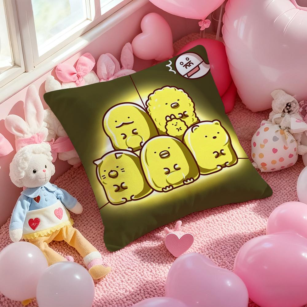 Cartoon S-Sumikko G-Gurashi Anime Kissenbezug Musterbedruckte Kissenhülle für Wohnzimmer Sofa Kissenbezug & Schlafzimmer Dekoration