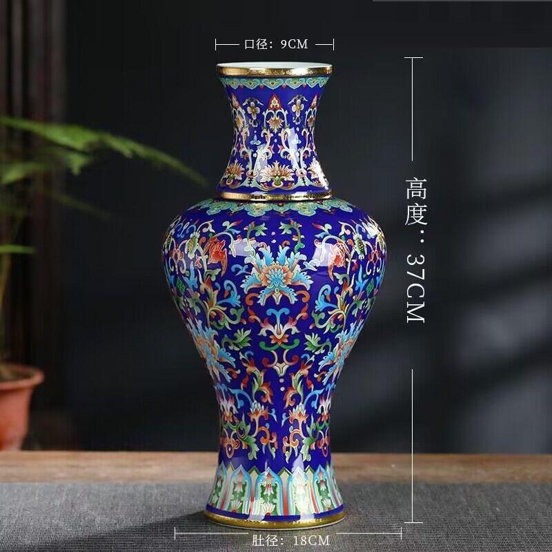 37cm Jingdezhen Ceramic Antique Enamel Colored Vase Flower Arrangement Chinese Style Home, Living Room, Decoration and Ornaments