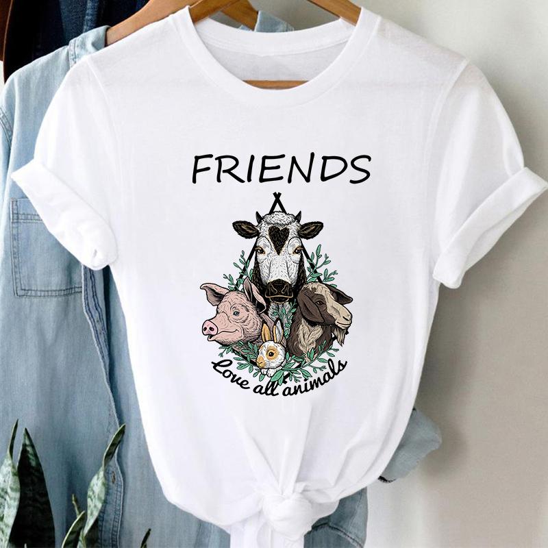 New Summer T-Shirts Harajuku Cow Graphic Tshirt Women Short Sleeve Tee Shirt Femme Summer Female T-Shirt O-Neck T-Shirt Ladies
