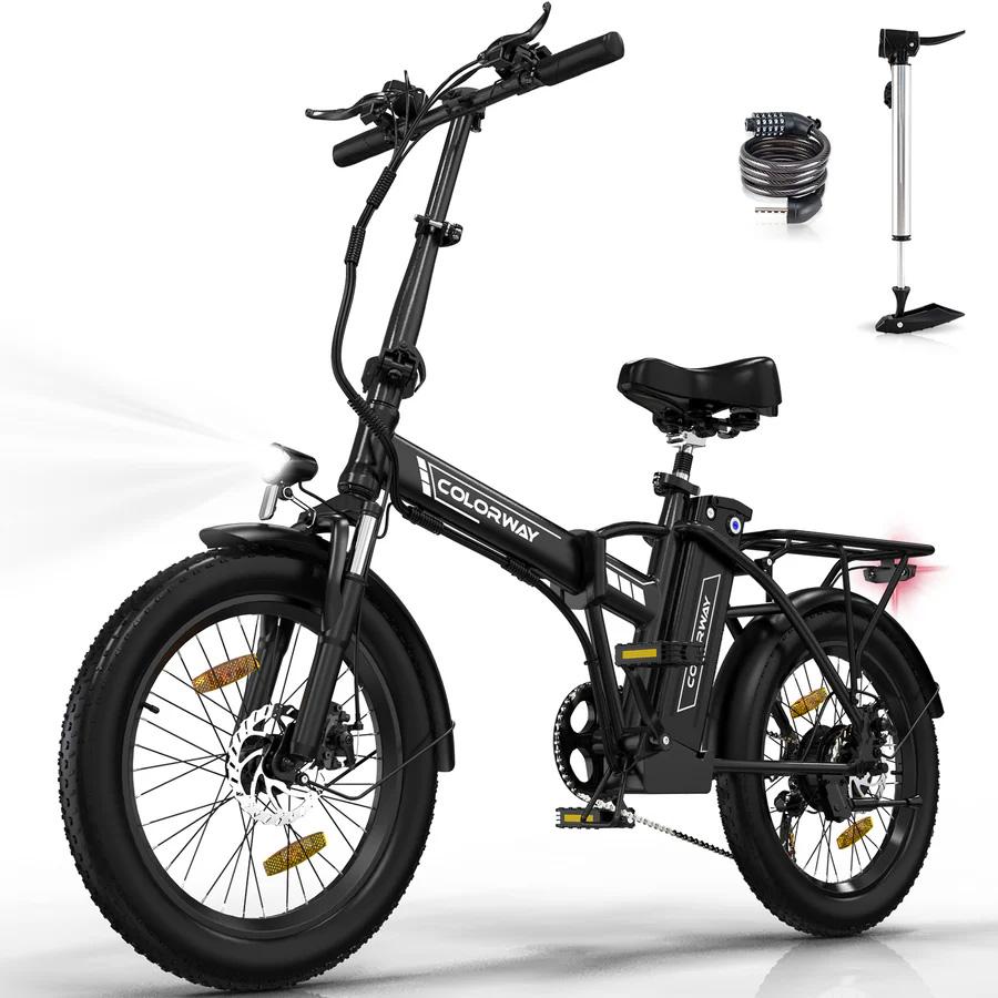 COLORWAY BK11M Adult Folding Electric Bicycle 20 Inch Off-Road Tires All-Terrain EBike 36V12Ah Motor 250W Motor City Commuting Electric Bike