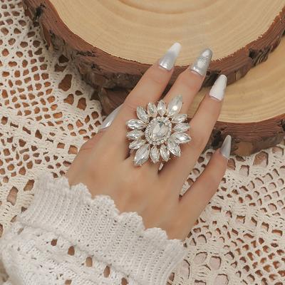 Anillo de moda Retro, anillo creativo lleno de diamantes, anillo con apertura ajustable, anillo de estilo étnico bohemio, anillo de moda