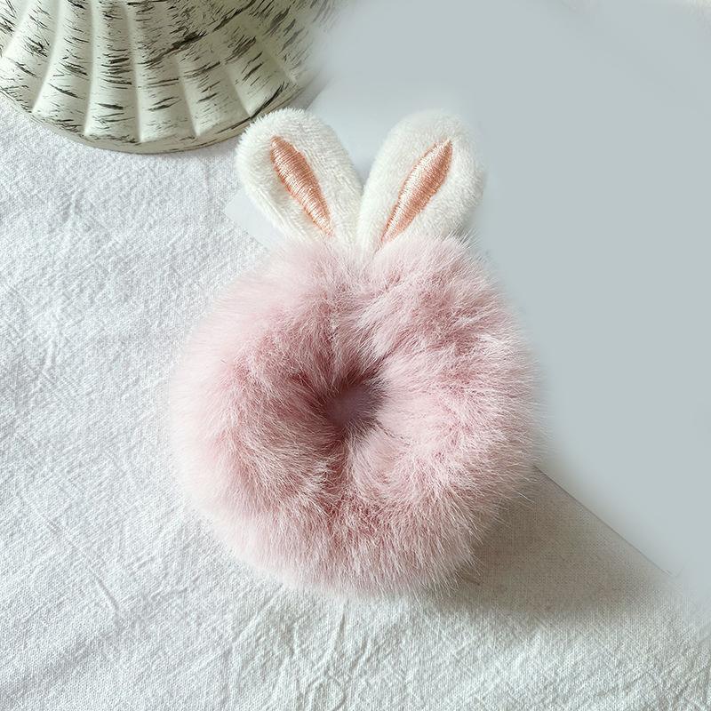 Cheapest Rabbit Ears Elastic Hair Bands Girls Women Fur Fluffy Hair Rings Imitation Rabbit Fur Plush Scrunchies Hair Accessories