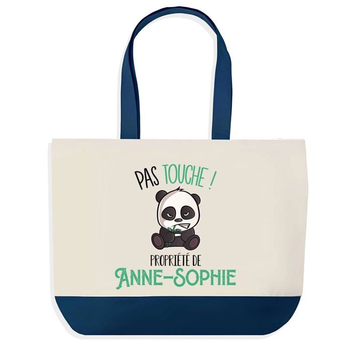 Tote bag - PLANETEE - Anne-Sophie Pas Touche Panda - Bleu - Coton - 40 x 45 cm
