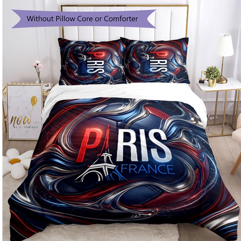 Set Biancheria da Letto Stampata France Football 3 Pezzi Set Copriletto Accogliente Traspirante come Regalo per Inaugurazione Casa Vacanze