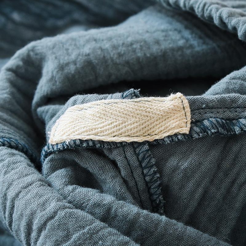 Jarní/Letní Nový Japonský Kimono Oblek Dámský 100% Bavlna Krep Pyžamo Dlouhý Rukáv Kalhoty Dvoudílný Volný Šněrovací Domácí Oblečení