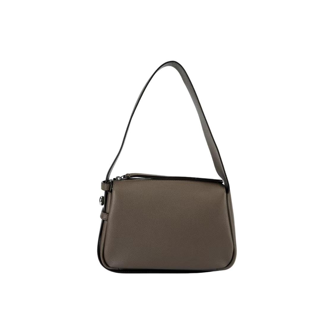 

Tory Burch Romy Zipper Closure Adjustable Shoulder Strap Leather Shoulder Bag Small Women Shoulder Bag Mushroom-Gray 176674-250 Basic Set (Bag+Dust Bag)