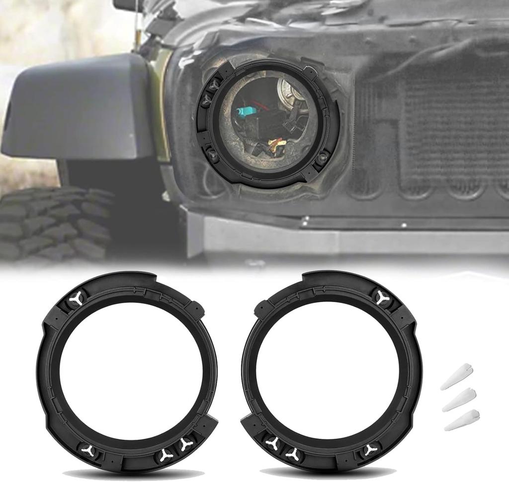 7 Inch Round Headlight Mounting Retaining Bracket Ring Set with Headlight Metal Ring for Jeep Wrangler JK & Unlimited 2007-2018