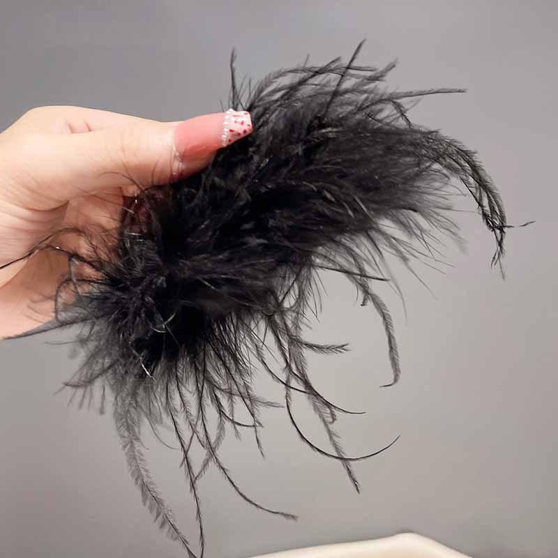 Luxury Black Feather Claw Hair Clip for Women's Updo Hairstyles