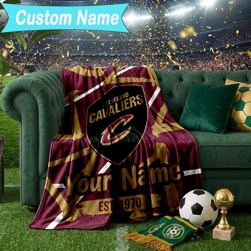 Custom Name Blanket football Cavaliers Logo Blanket Bedding Blanket for Travel, Camping, Living Rooms, Offices, Sofas, Fan Christmas gift
