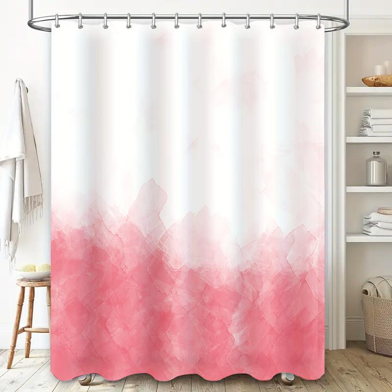 Elegant Watercolor Pink Gradient Shower Curtain Modern Bathroom Decor Water Repellent Fabric Space Saving Design Ideal