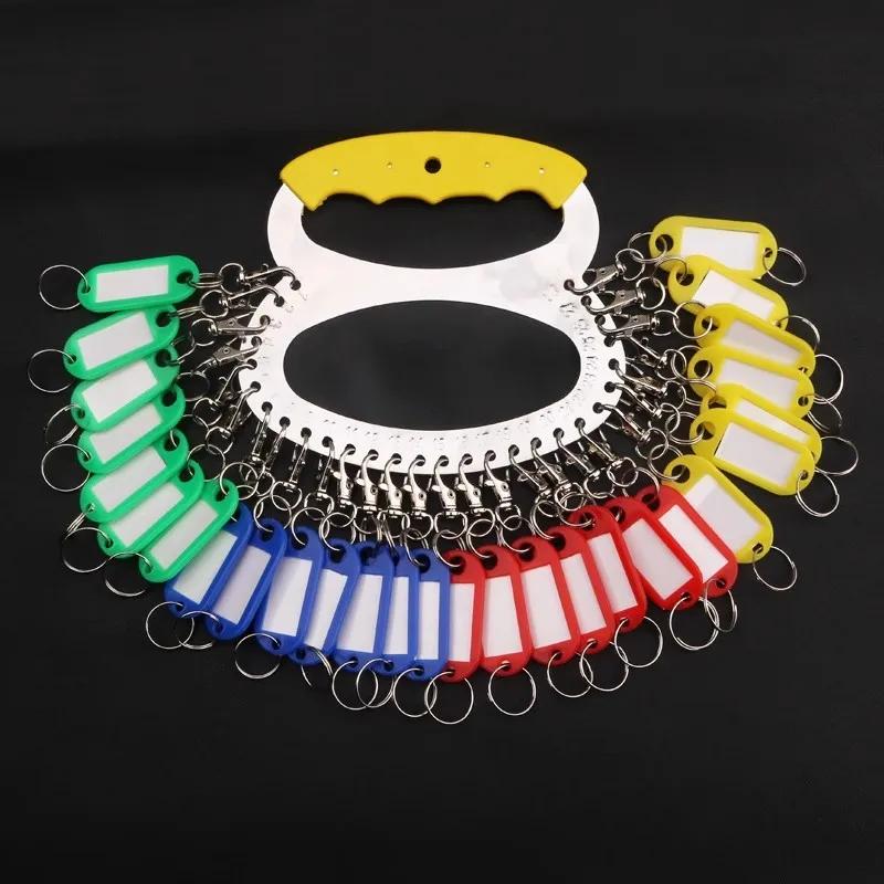 5/10/50Pcs Multicolor Keychain Key ID Label Tags Luggage ID Tag Keychains Hotel Number Classification Card Key Rings Accessories