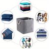 2Pcs/Cotton and Linen Storage Basket Large Capacity Foldable Storage Basket Household Clothing Organizer Basket