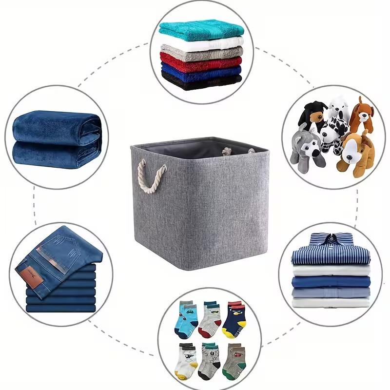 2Pcs/Cotton and Linen Storage Basket Large Capacity Foldable Storage Basket Household Clothing Organizer Basket