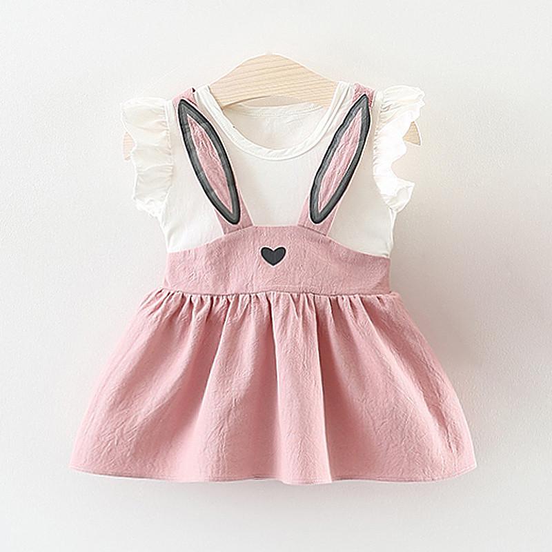 Χαριτωμένο μωρό βρέφος Casual 2 τμχ Φόρεμα καλοκαιρινού σχεδίου κινουμένων σχεδίων με σλιπ PP Σετ κοστουμιών παντελονιών