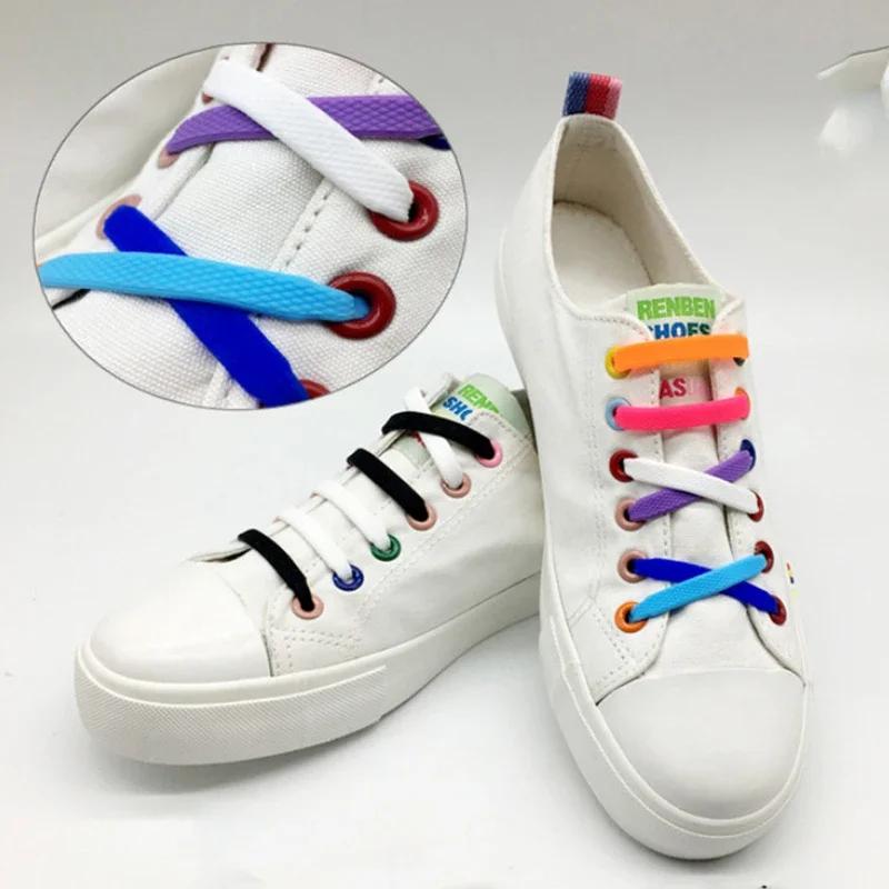 Women Men No Tie Kids Adult Sneakers Lacing Shoelace Buckle Shoes Accessories 16pcs Lazy Shoelace Silicone Quick Lace Elastic