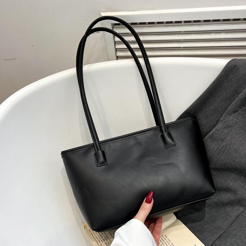 Large-capacity Shoulder Bag, Solid Color, Practical Tote Bag, Simple Texture, Casual, Portable Underarm Bag, Women's Commuting