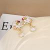 French Sweet Wind Colorful Multi-Cluster Daisy Stud Earrings Niche Design Literary Style Girl Heart Earrings