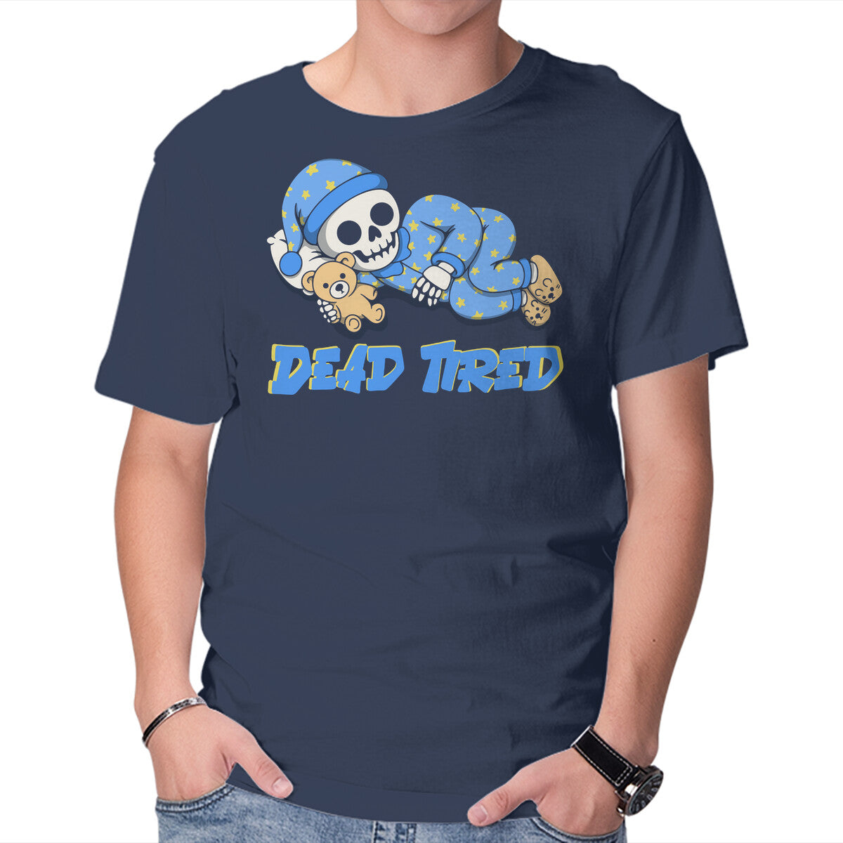 Unisex Crew Neck T-Shirt Dead Tired Graphic Short Sleeve Casual Tee XS