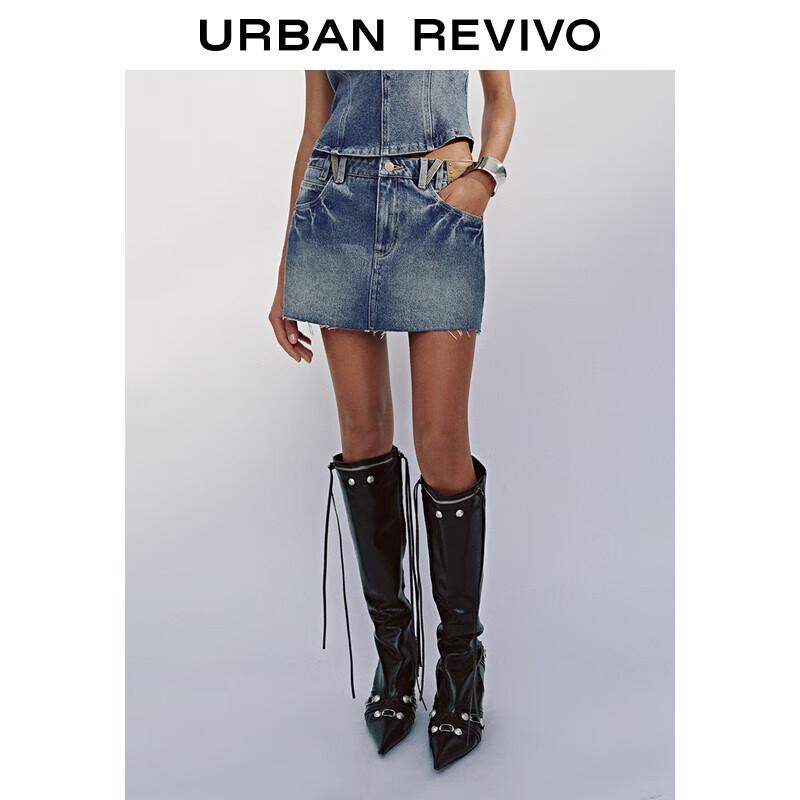 UR Retro Patchwork Denim Mini Skirt XS