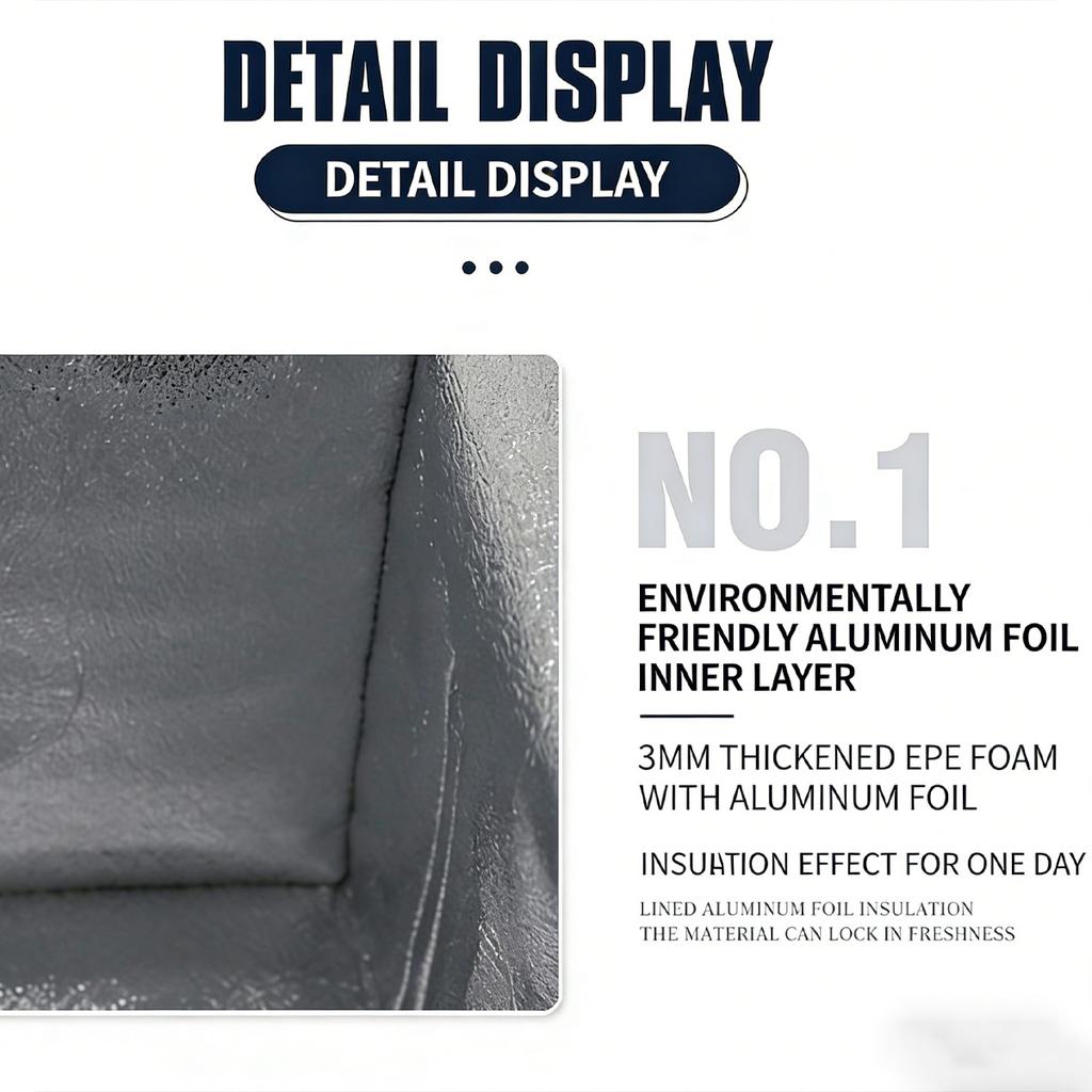 1pc Large Insulated Food Bag Reusable Foldable Hot Cold Meals Grocery Bags Zipper Bag Lightweight For Picnic Camping Outdoor