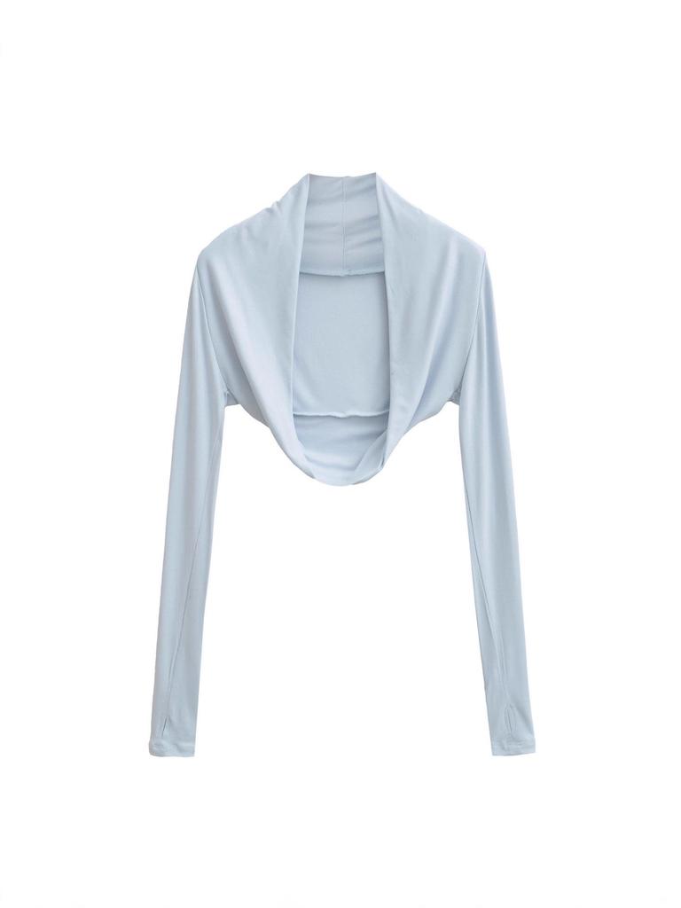 Damen Spicy American Langarm Cropped Sport-Strickjacke mit Daumenloch für Yoga und Tanz