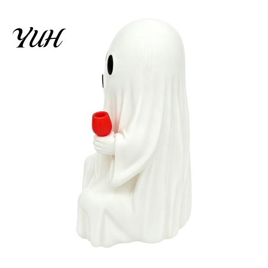 Compact Ghost Figurines for Windows 3D Printed Figurine with Wine Glass, Funny Halloween Desktop Prank Ornaments Parties Decor Statue, Novelty