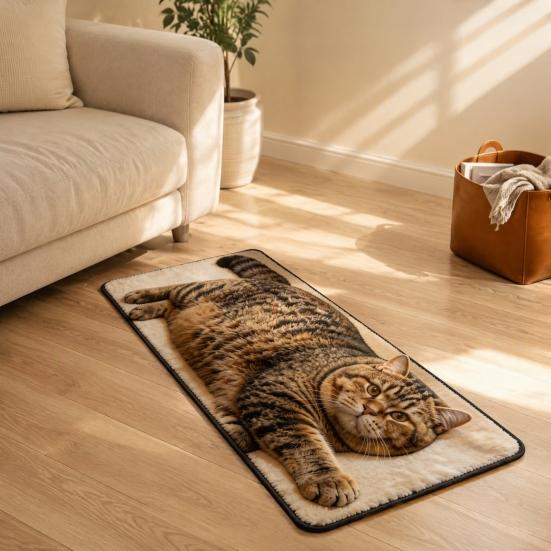 Quick Dry Bath Mat Cute Cat Shape Bathroom Rug, 3D Simulation Modeling, Soft Imitation Cashmere Rug Absorbent Floor Mat, Non-slip Decorative for