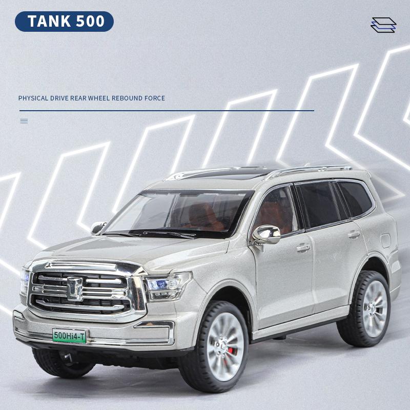 1:24 TANK 500 Hi4-T New Energy Vehicles Alloy Diecast SUV Model Sound And Light Toy Desktop Decoration Ornament Gift For Boy Toy