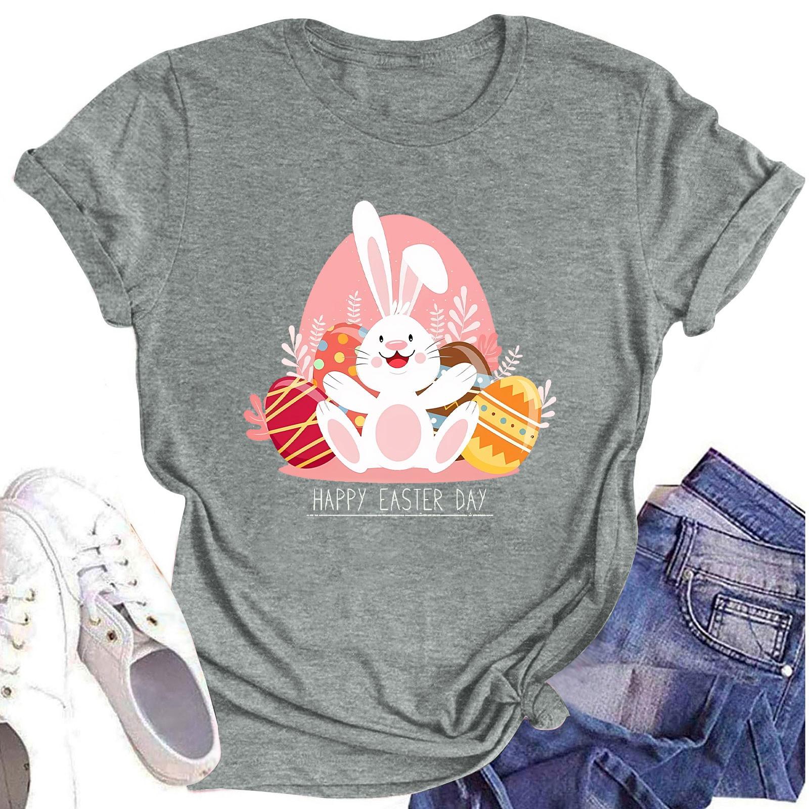 

Женская повседневная футболка с коротким рукавом и круглым вырезом с пасхальным принтом S