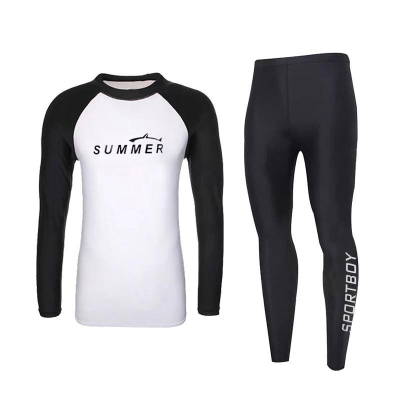 Mens Long Sleeve Pants Rash Guard Set Snorkeling Surfing Swimming UV Protection Quick Dry