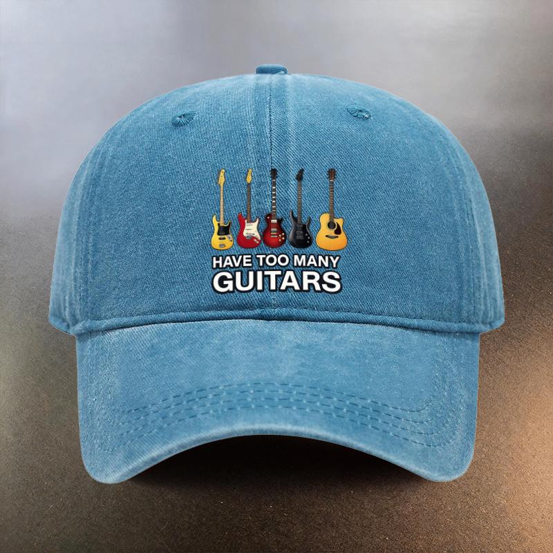 A Washed Hat Emblazoned with GUITARS A Sunshading Baseball Cap for Daily Outings a Musthave for Fashionable Couples an Es