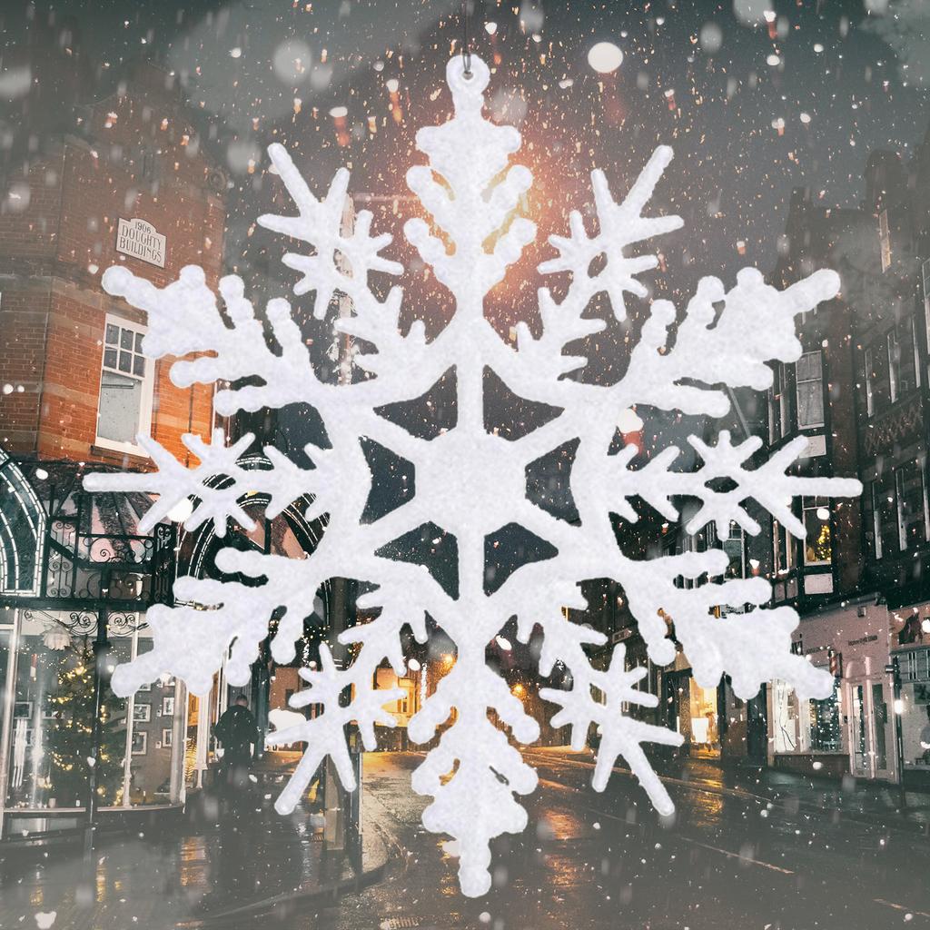 8 12 Pack Plastic Rose Gold Snowflake Ornaments , Hanging Decorations For Winter Christmas Tree