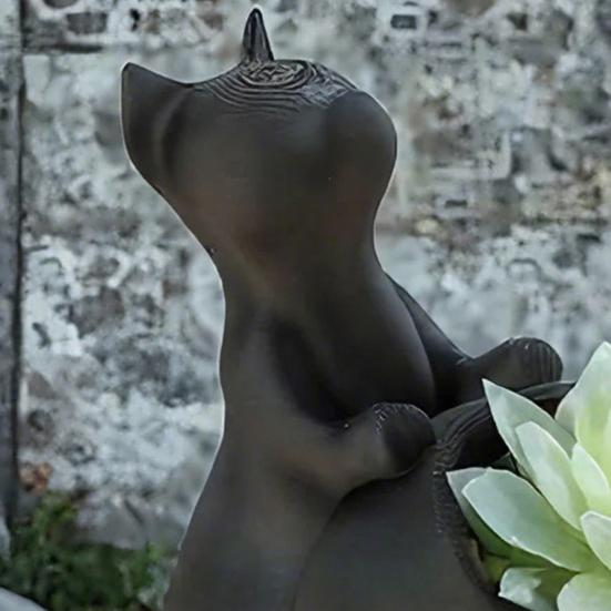 Schwarze Katze Pflanztopf Innen Außen Tierform Sukkulenten Kräuterpflanzen Blumentopf Behälter Zuhause Balkon Gartendekoration