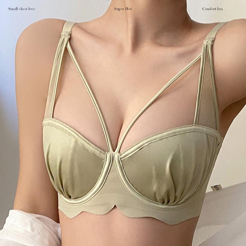 Stor Storlek Sommar-BH Damers Tunn Underkläder Bröstinsamling Anti Hängande Sommar Tunn Mjuk Stålring-BH
