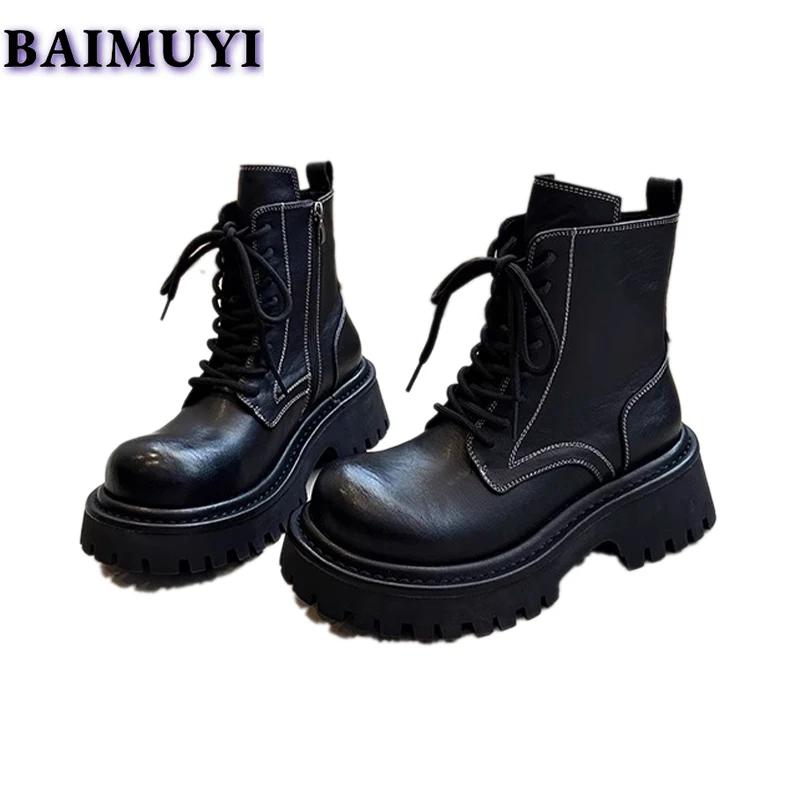 Platform Women Ankle Boots Mid Heels Shoes 2025 Trend Casual Brand Fashion Chelsea Boots Winter New Walking Pumps Mujer Botas